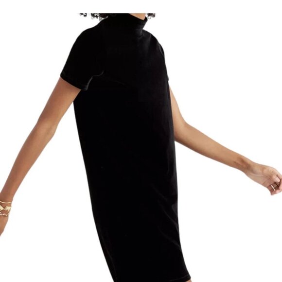 Madewell Black Velvet Mock Turtleneck Mini Dress | Size M | Holiday Party & Even - Picture 2 of 6